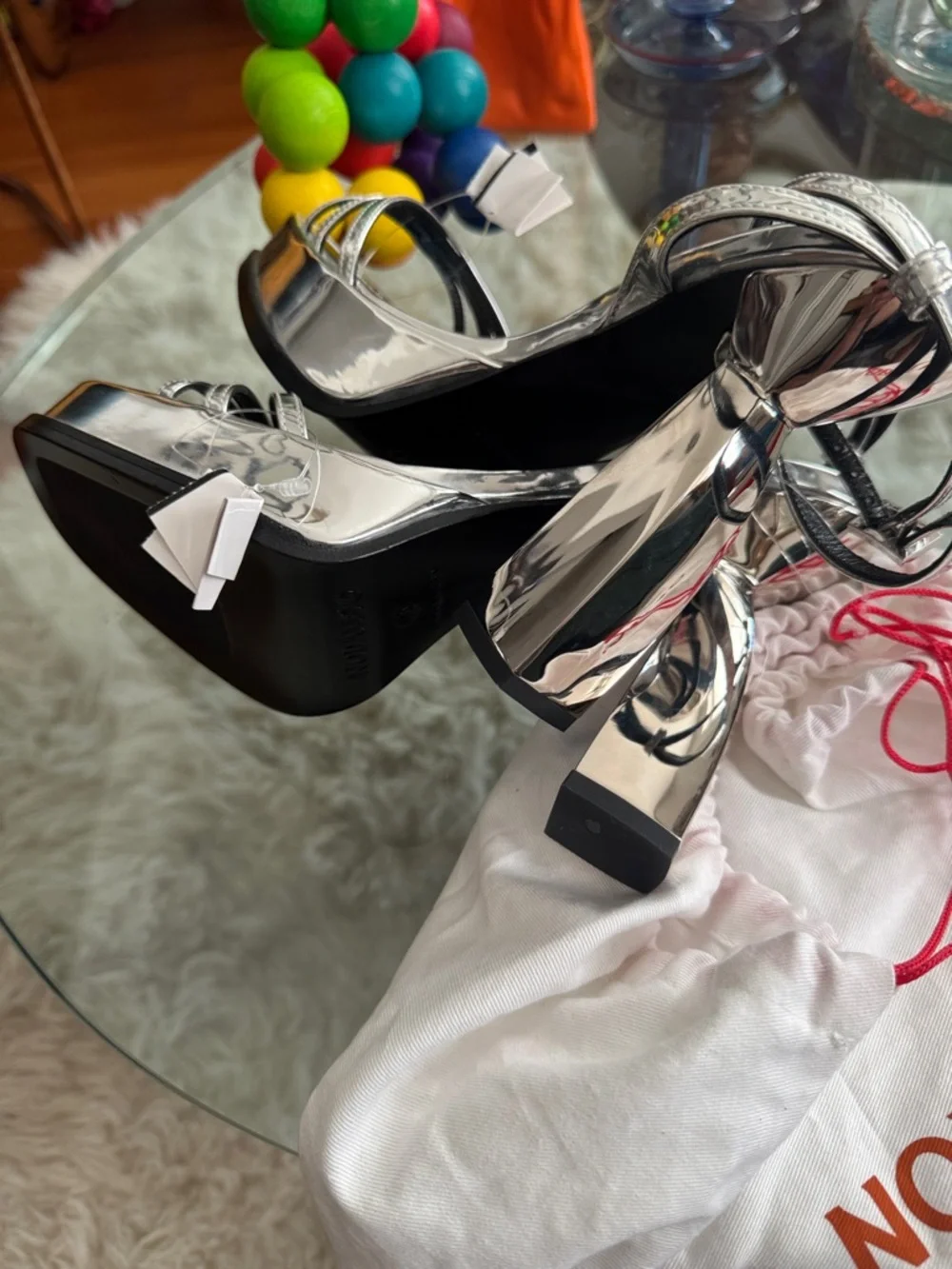 Nodaleto Angel F Metallic Silver Sandals Heels